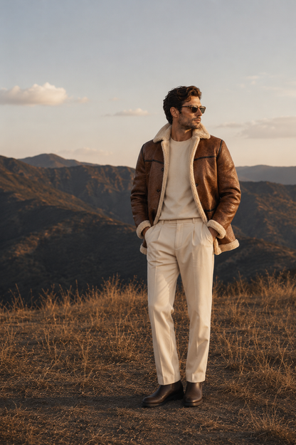 Boone Shearling Coat - Crazy Brown