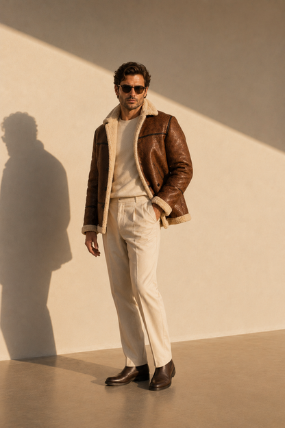 Boone Shearling Coat - Crazy Brown