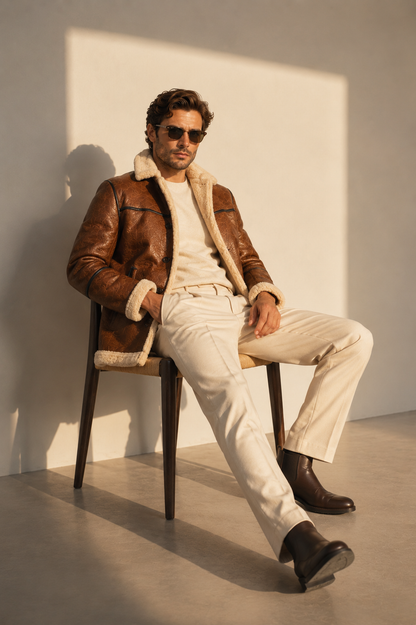 Boone Shearling Coat - Crazy Brown