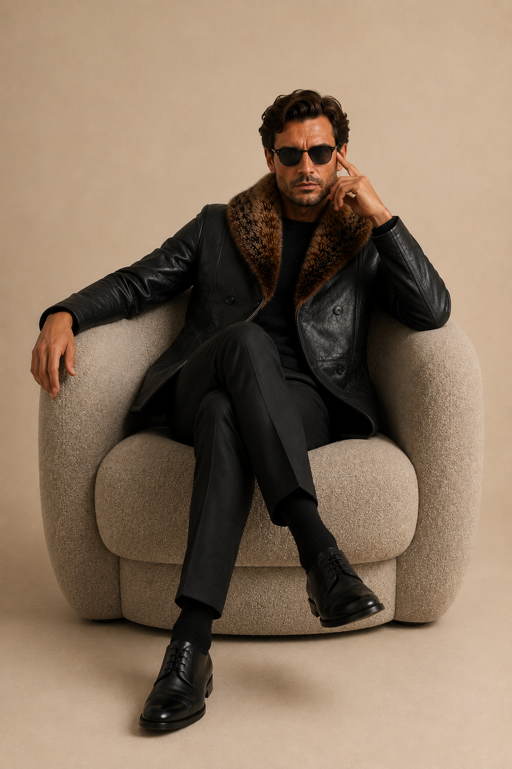 Briggs Shearling Coat - Foxy Black