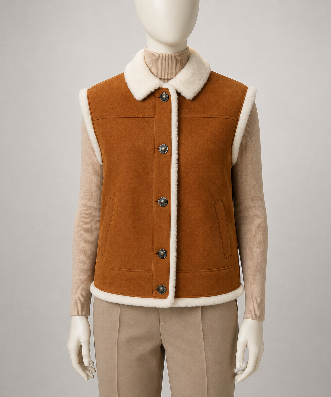 Brinley Shearling Gilet - Burnt Sienna - Brinley1