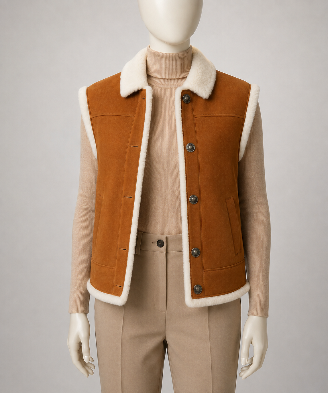 Brinley Shearling Gilet - Burnt Sienna - Brinley2
