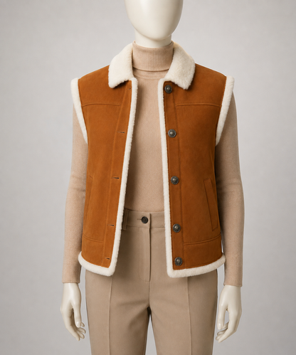 Brinley Shearling Gilet - Burnt Sienna - Brinley2