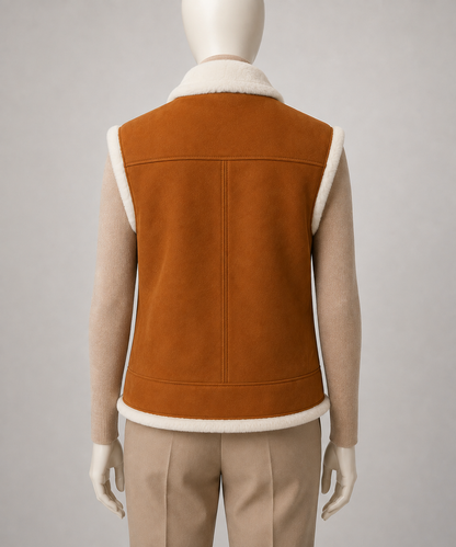 Brinley Shearling Gilet - Burnt Sienna - Brinley3