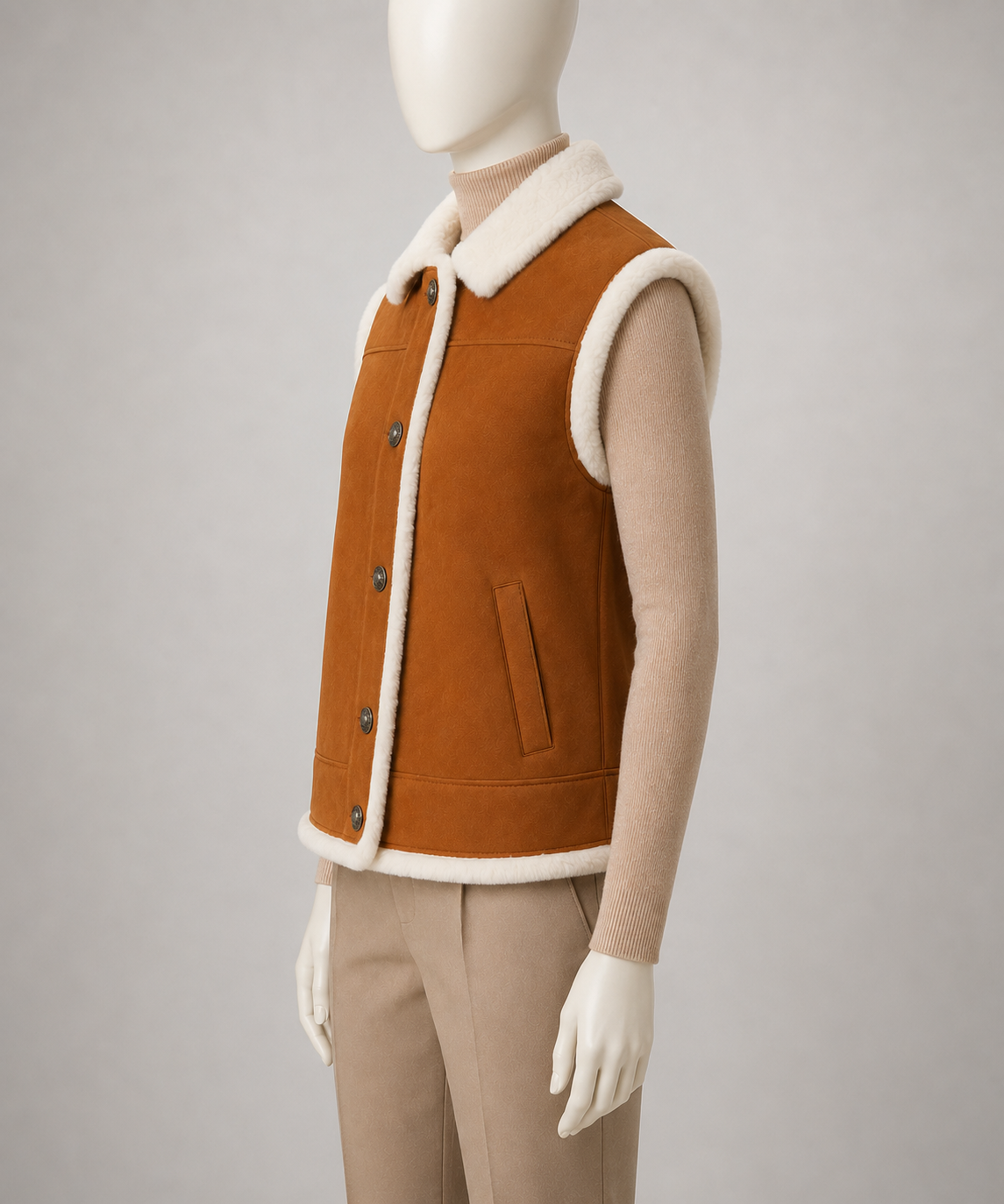 Brinley Shearling Gilet - Burnt Sienna - Brinley4