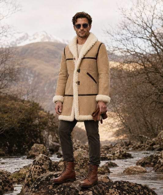 Bronson Shearling Coat - Beige Cream