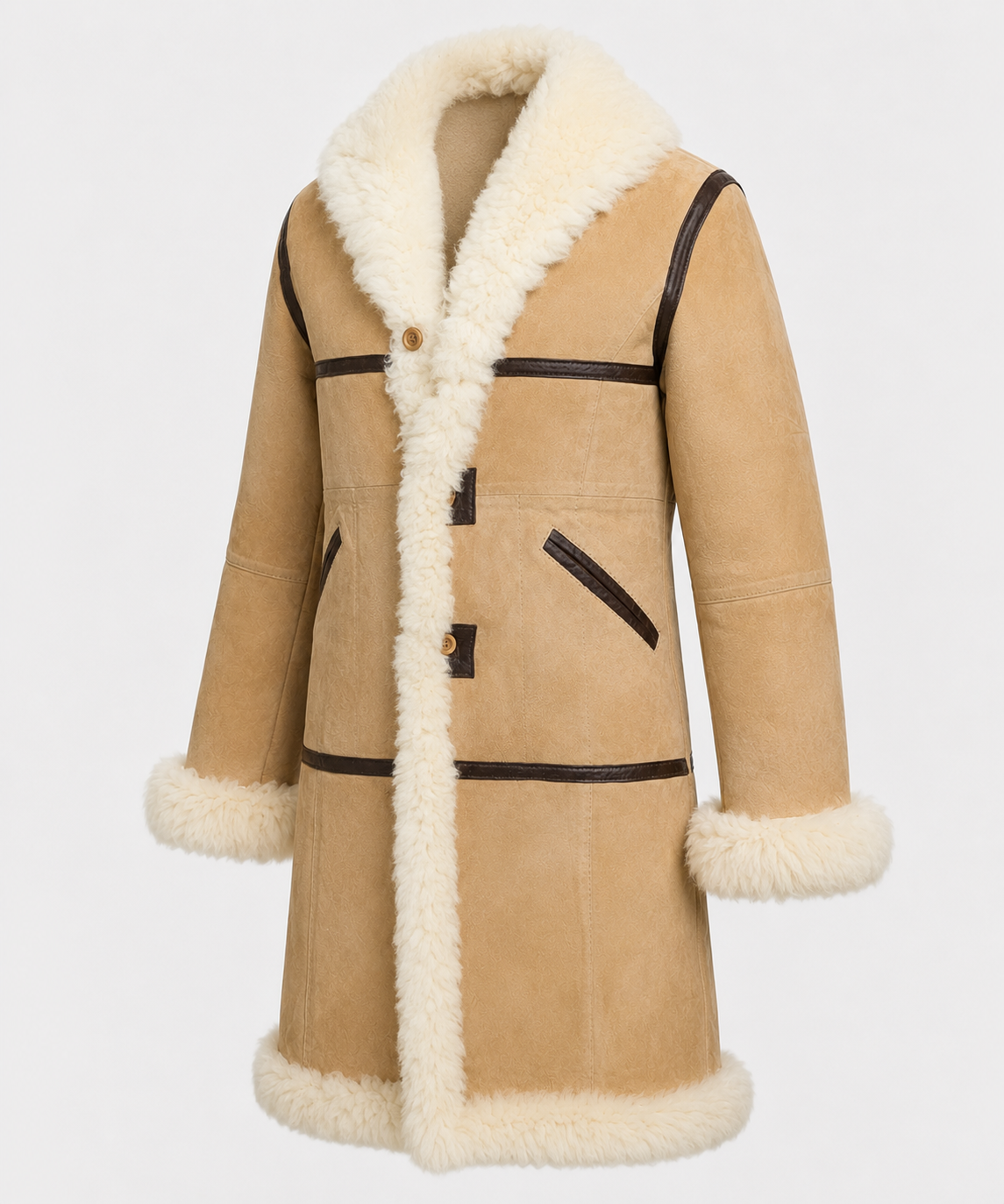 Bronson Shearling Coat - Beige Cream