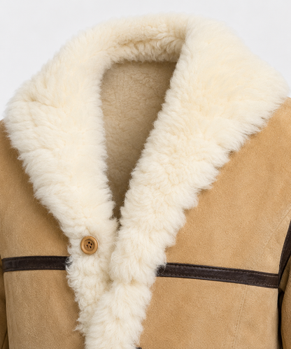 Bronson Shearling Coat - Beige Cream