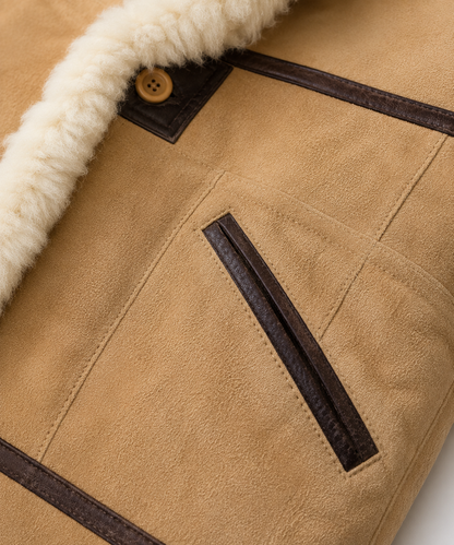 Bronson Shearling Coat - Beige Cream