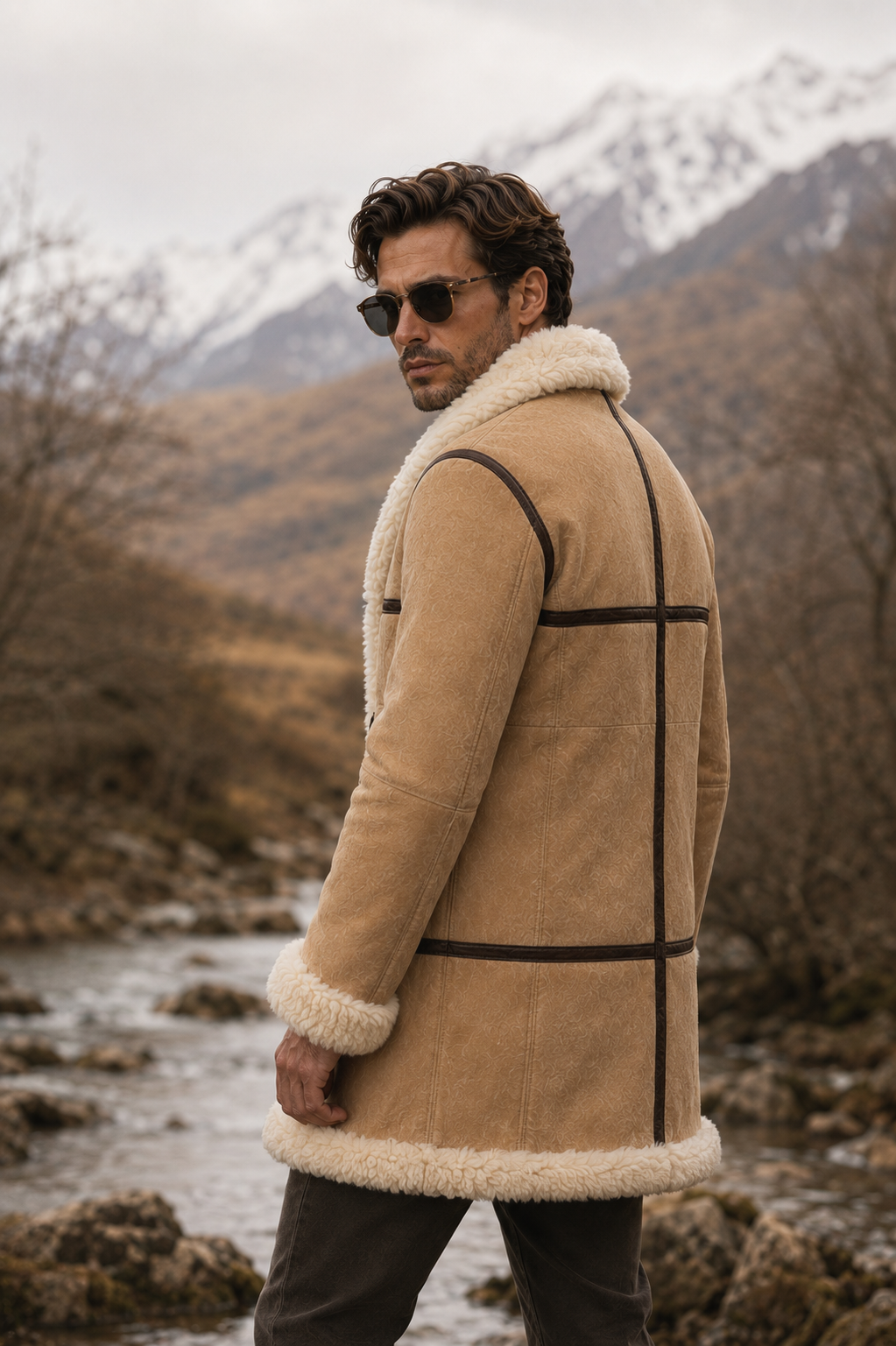 Bronson Shearling Coat - Beige Cream