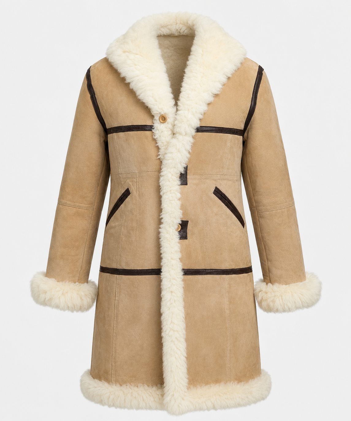 Bronson Shearling Coat - Beige Cream
