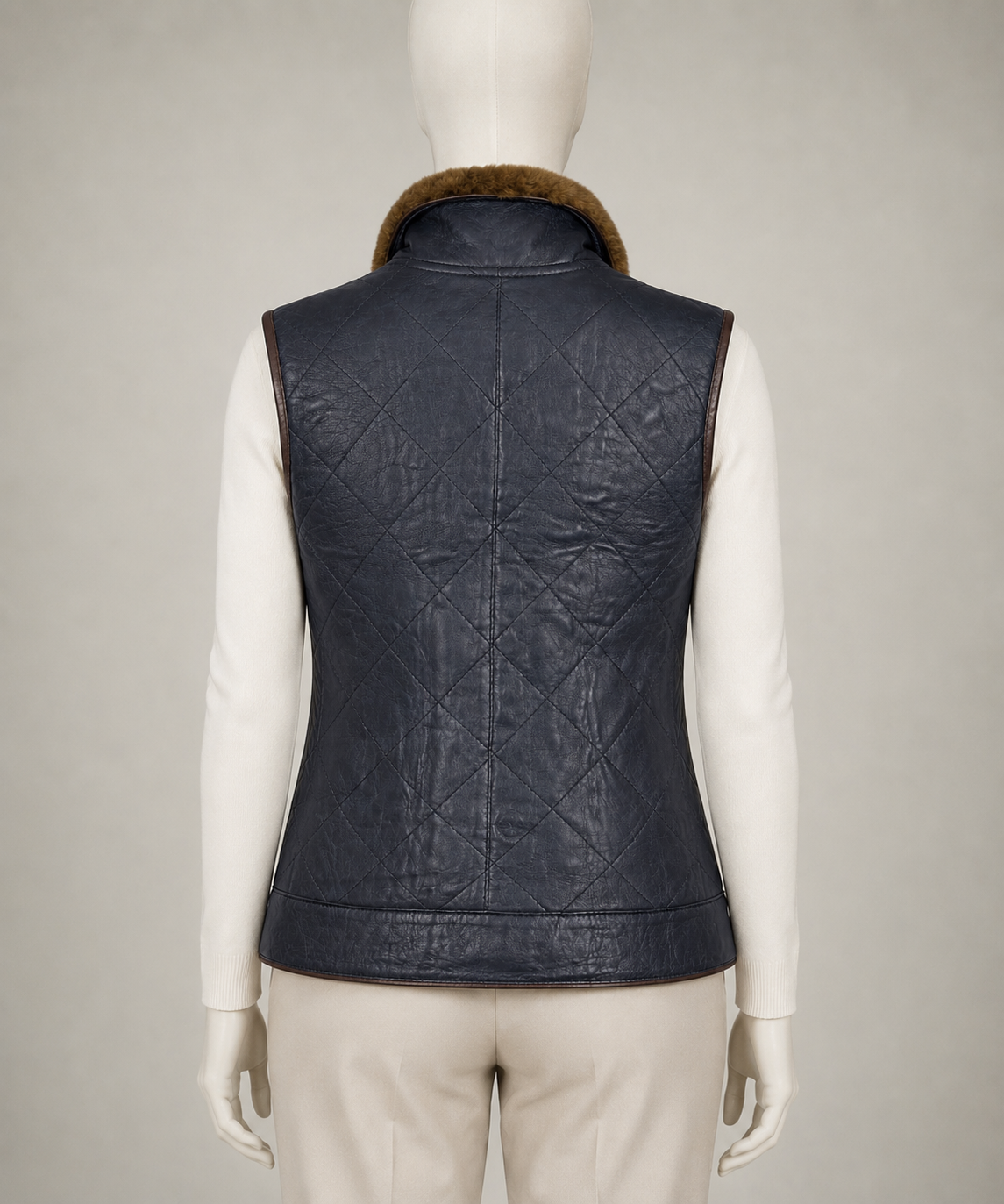 Brooke Shearling Gilet - Deep Navy Blue - Brooke2