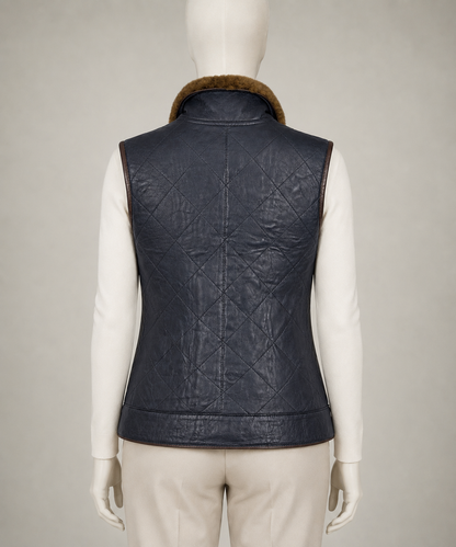 Brooke Shearling Gilet - Deep Navy Blue - Brooke2