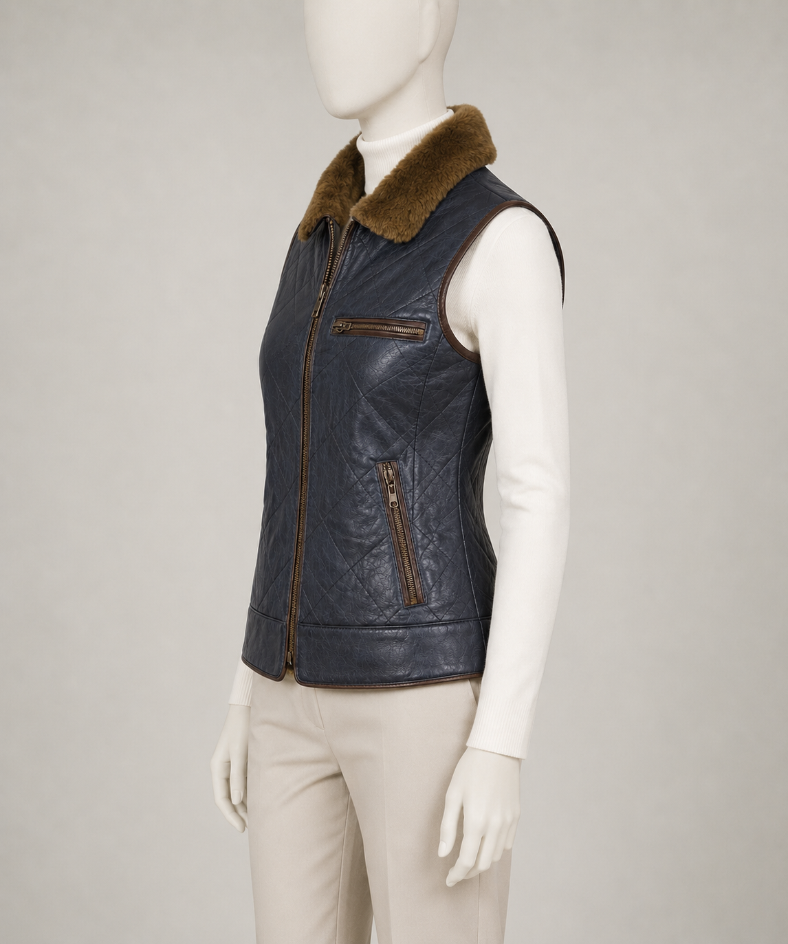 Brooke Shearling Gilet - Deep Navy Blue - Brooke3