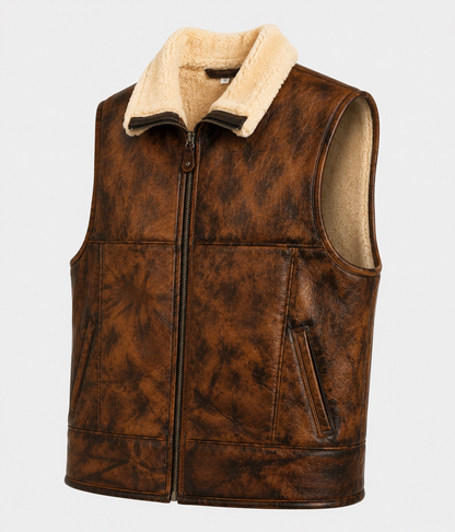 Brooks Shearling Gilet - Tan Brown