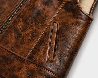 Brooks Shearling Gilet - Tan Brown