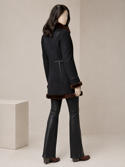 Cadence Shearling Coat - Midnight Black - Cadence2