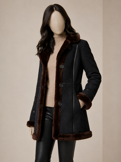 Cadence Shearling Coat - Midnight Black - Cadence4