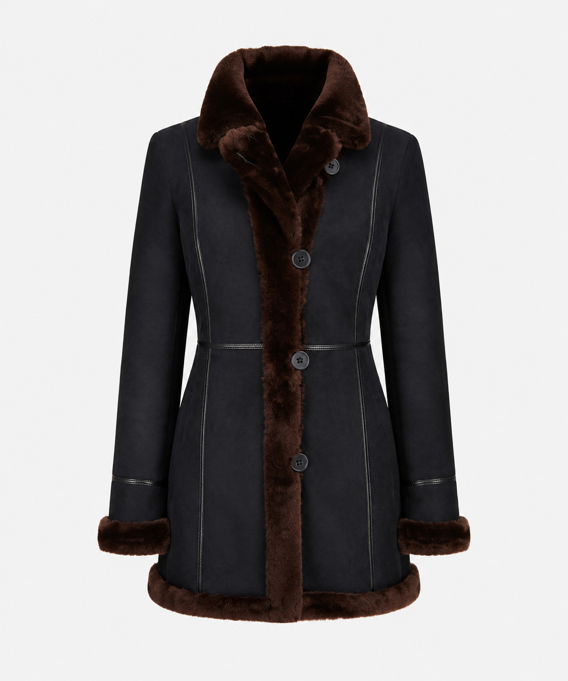 Cadence Shearling Coat - Midnight Black - Cadence5