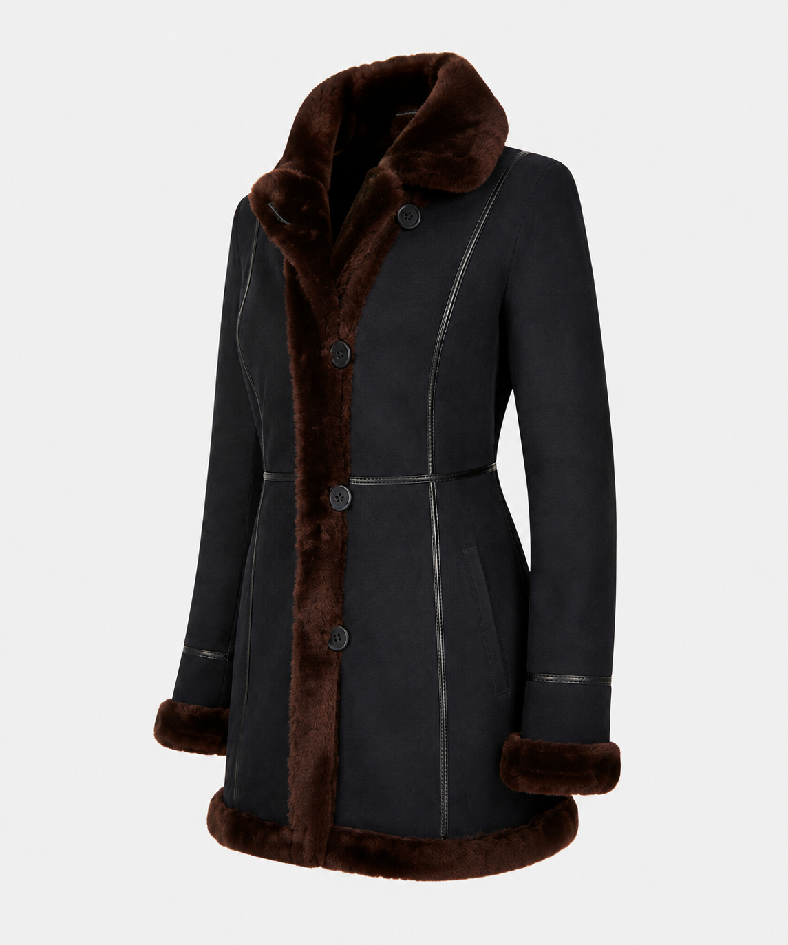 Cadence Shearling Coat - Midnight Black - Cadence7