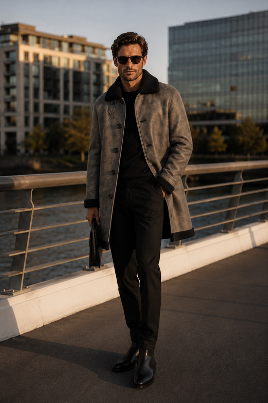 Callahan Shearling Coat - Dirty Gray