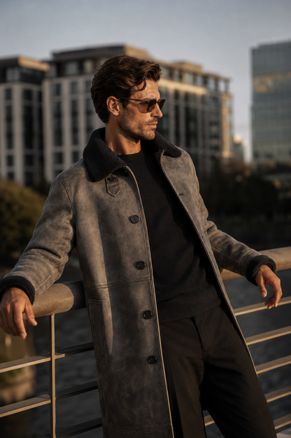 Callahan Shearling Coat - Dirty Gray