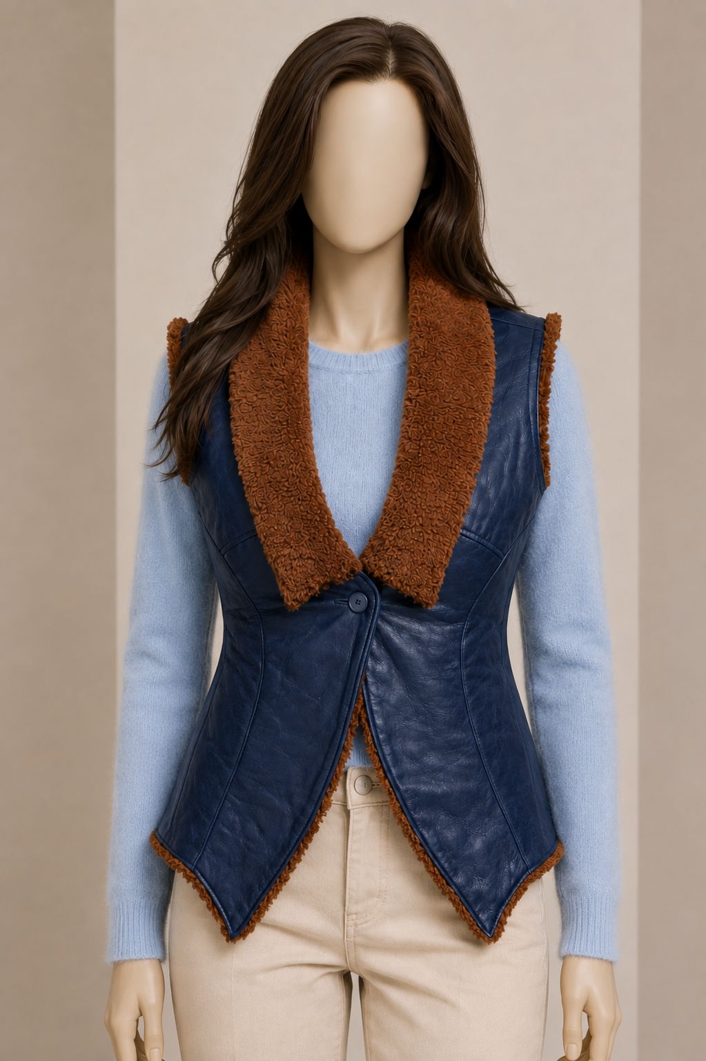 Camden Shearling Gilet - Midnight Blue - Camden1