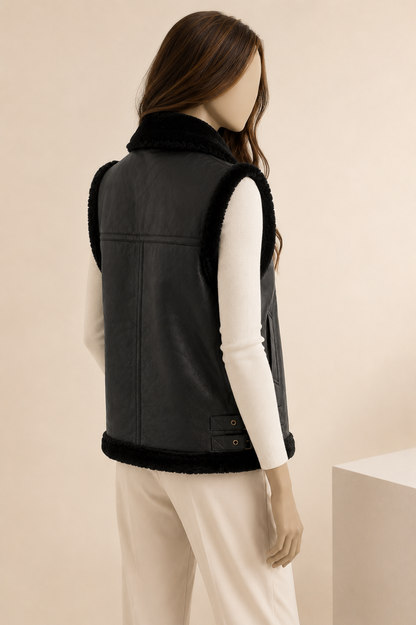 Camile Shearling Gilet - Black - Camile2