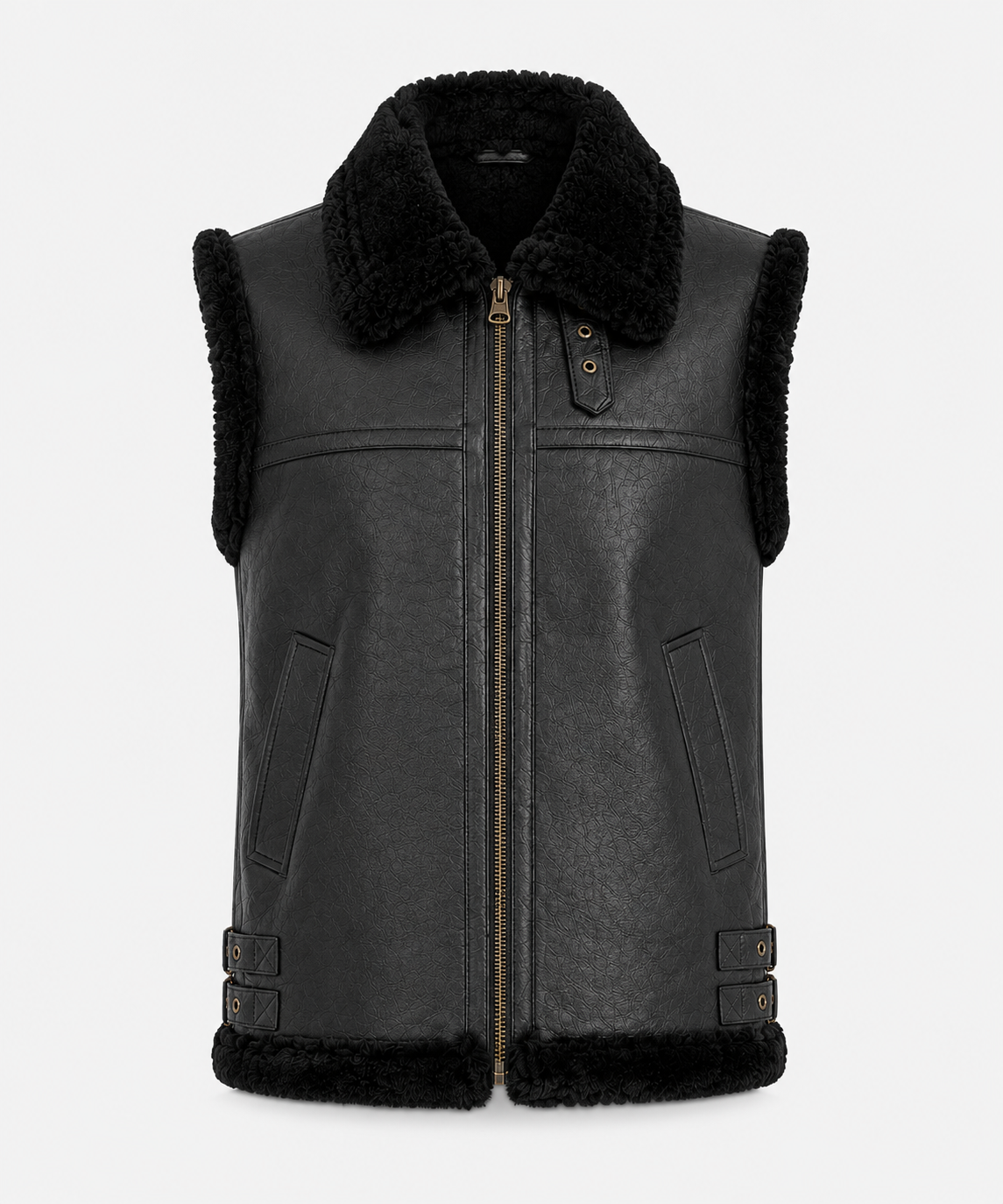 Camile Shearling Gilet - Black - Camile4