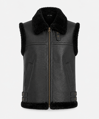 Camile Shearling Gilet - Black - Camile4