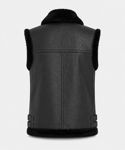 Camile Shearling Gilet - Black - Camile5