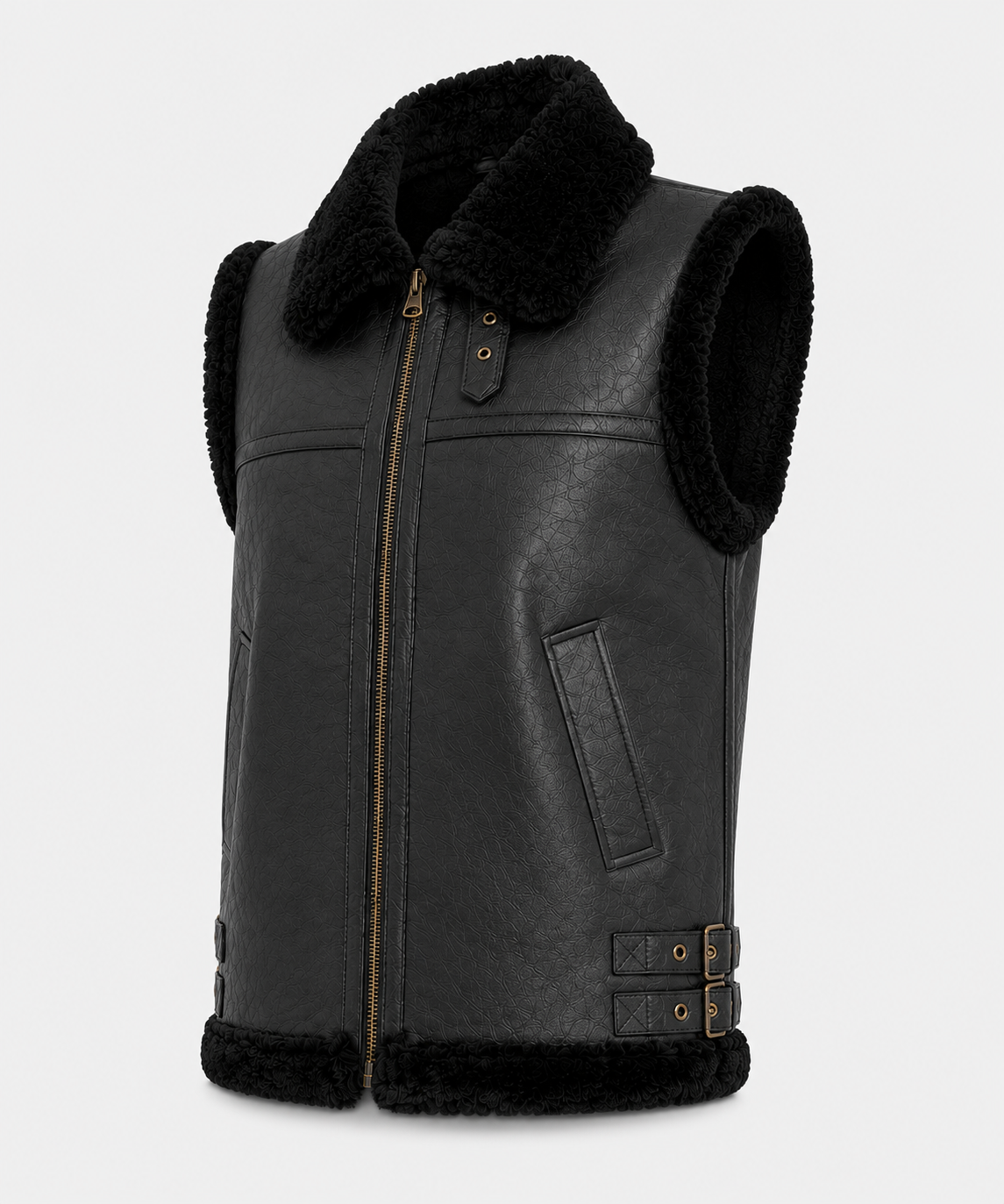 Camile Shearling Gilet - Black - Camile6