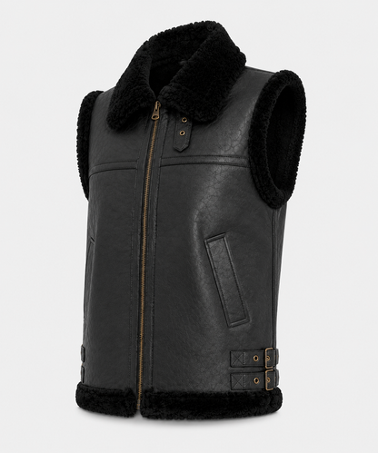 Camile Shearling Gilet - Black - Camile6