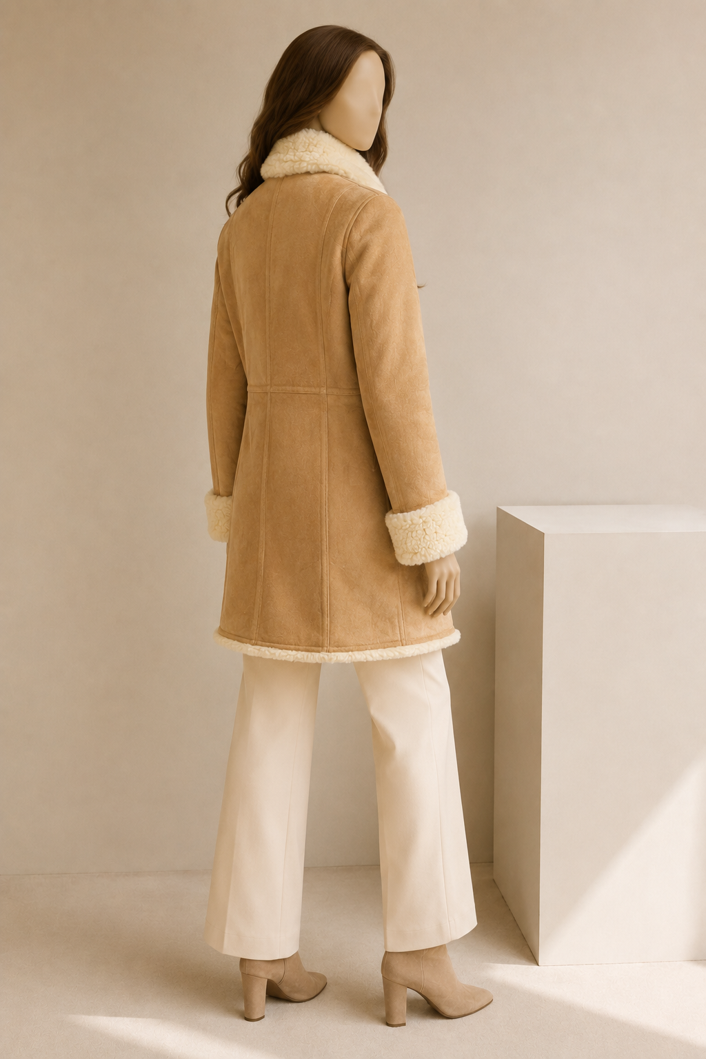 Carla Shearling Coat - Warm Camel - Carla2