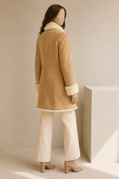 Carla Shearling Coat - Warm Camel - Carla2