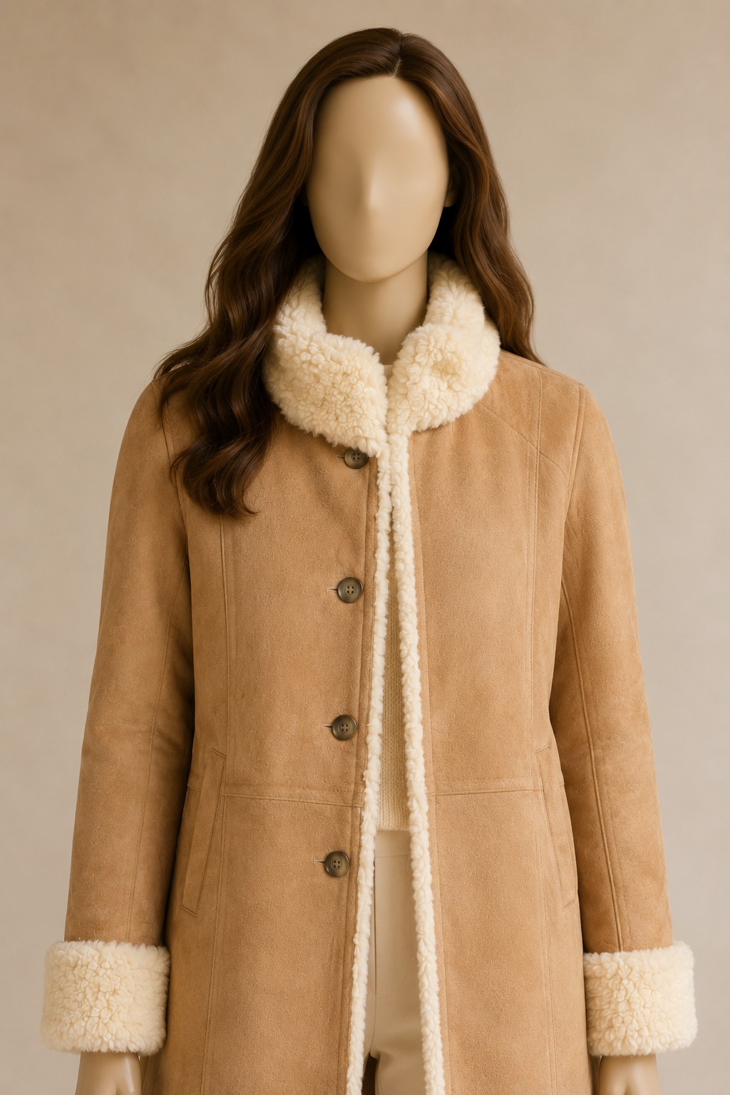 Carla Shearling Coat - Warm Camel - Carla3