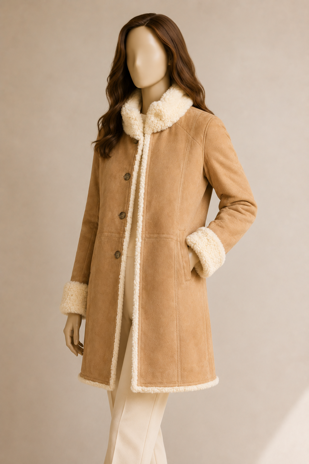 Carla Shearling Coat - Warm Camel - Carla4