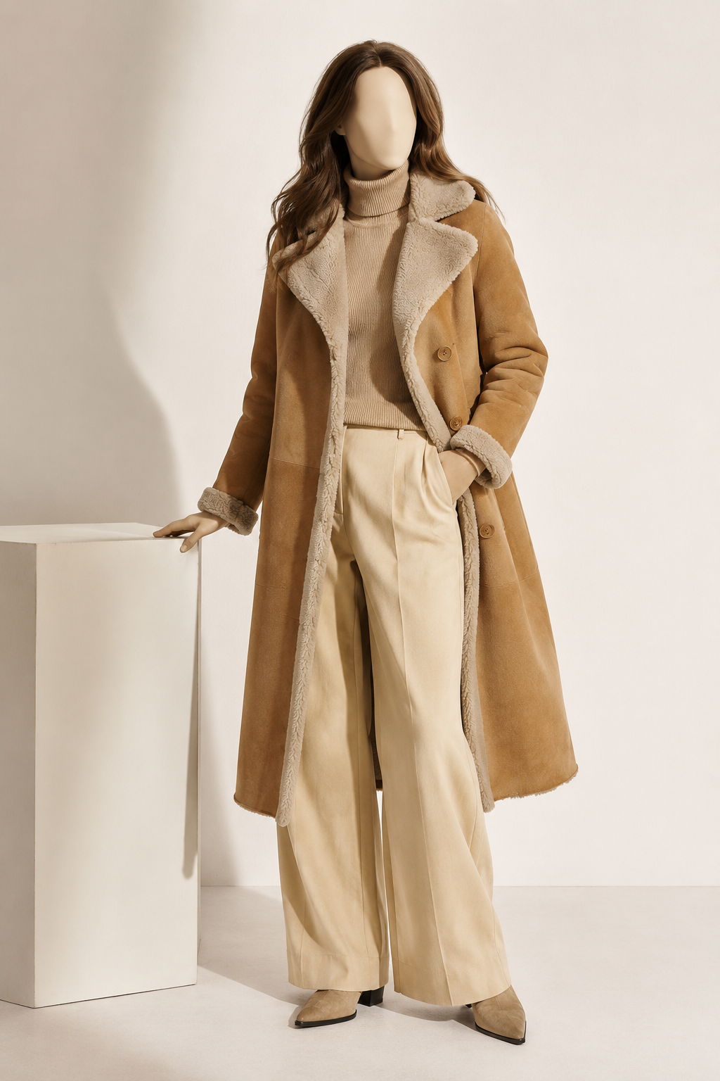 Carmen Shearling Coat - Cognac Tan - Carmen1