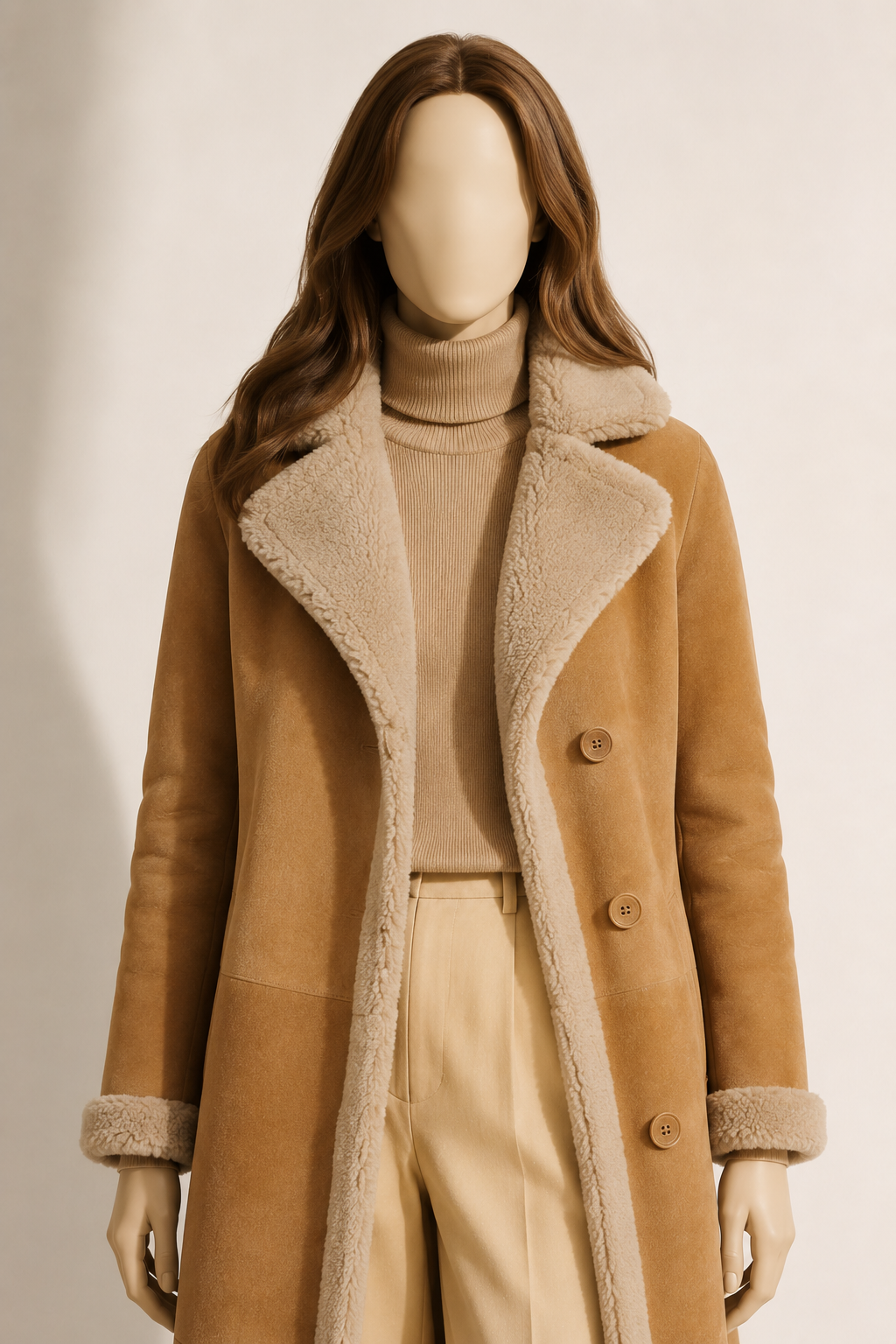 Carmen Shearling Coat - Cognac Tan - Carmen3