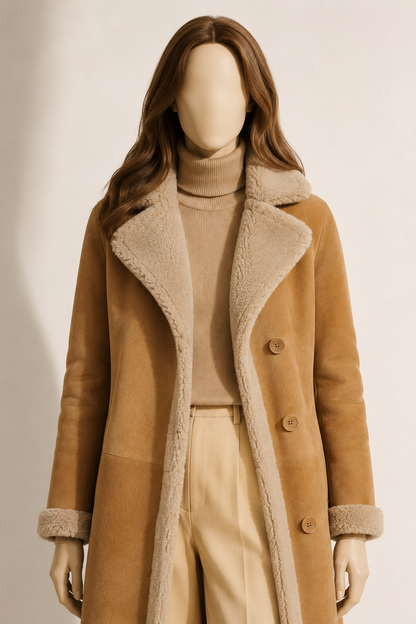 Carmen Shearling Coat - Cognac Tan - Carmen3