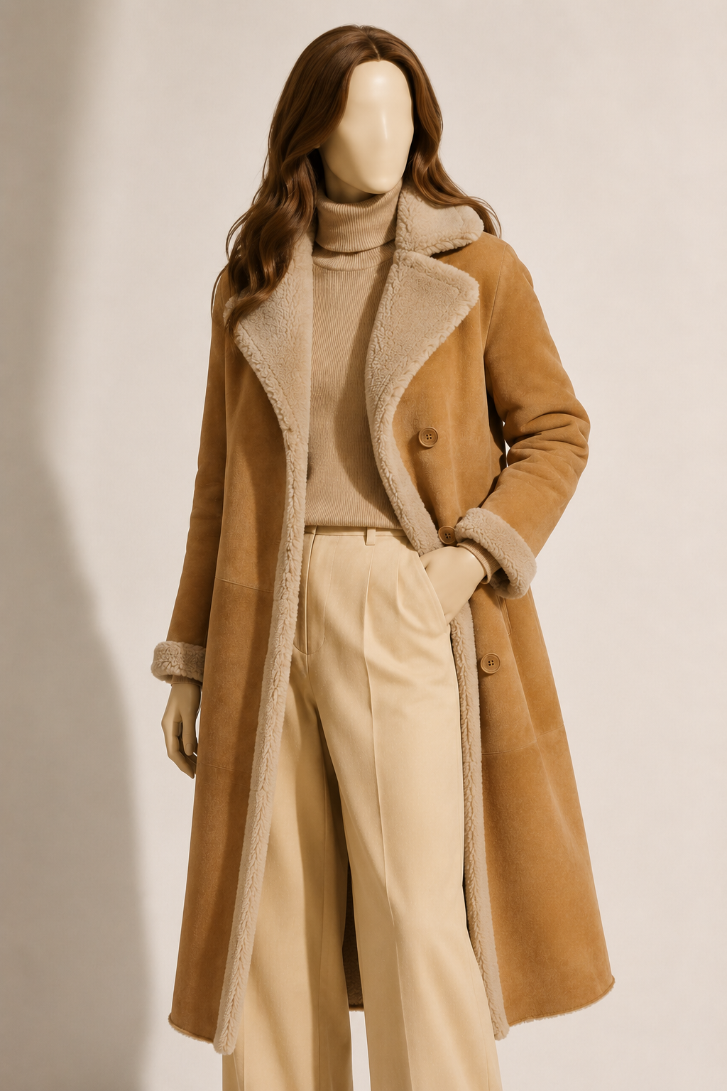 Carmen Shearling Coat - Cognac Tan - Carmen4