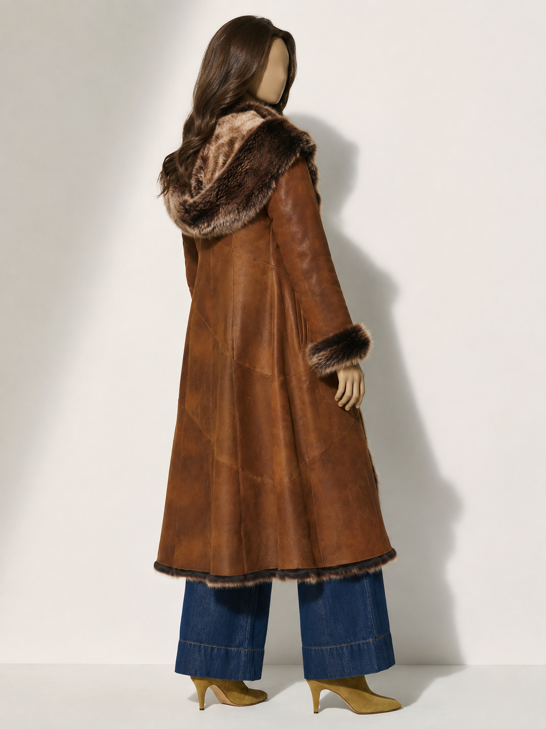 Carrie Shearling Coat - Cognac Brown - Carrie2