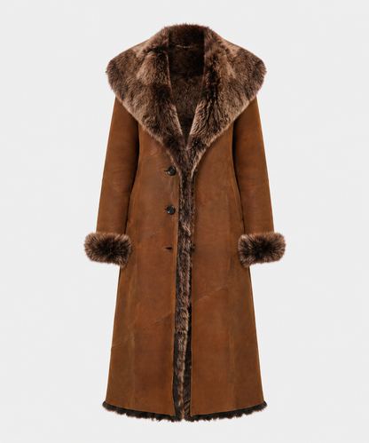 Carrie Shearling Coat - Cognac Brown - Carrie4