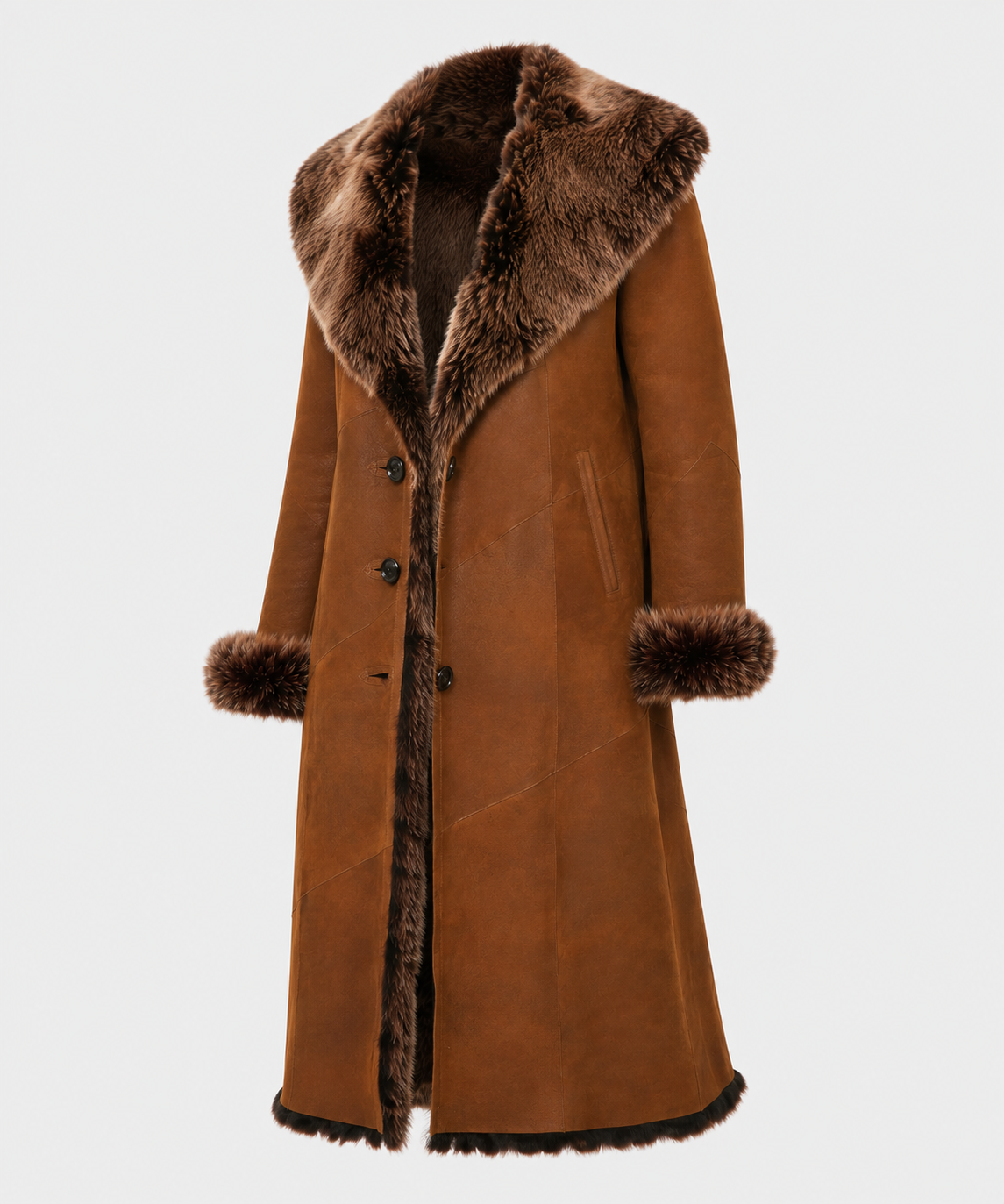 Carrie Shearling Coat - Cognac Brown - Carrie7