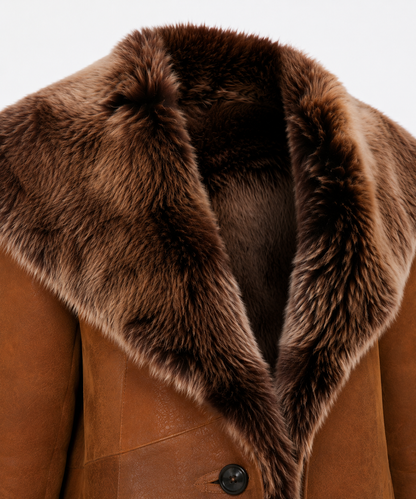 Carrie Shearling Coat - Cognac Brown - Carrie9