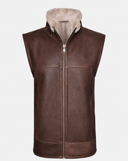 Carter Shearling Gilet - Brown