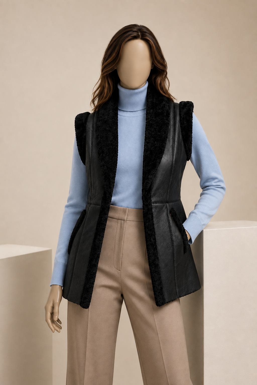 Charlotte Shearling Gilet - Black - Charlotte1
