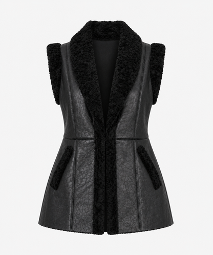 Charlotte Shearling Gilet -Black - Charlotte4