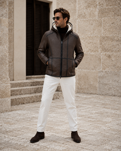 Chet Shearling Jacket - Premium Brown