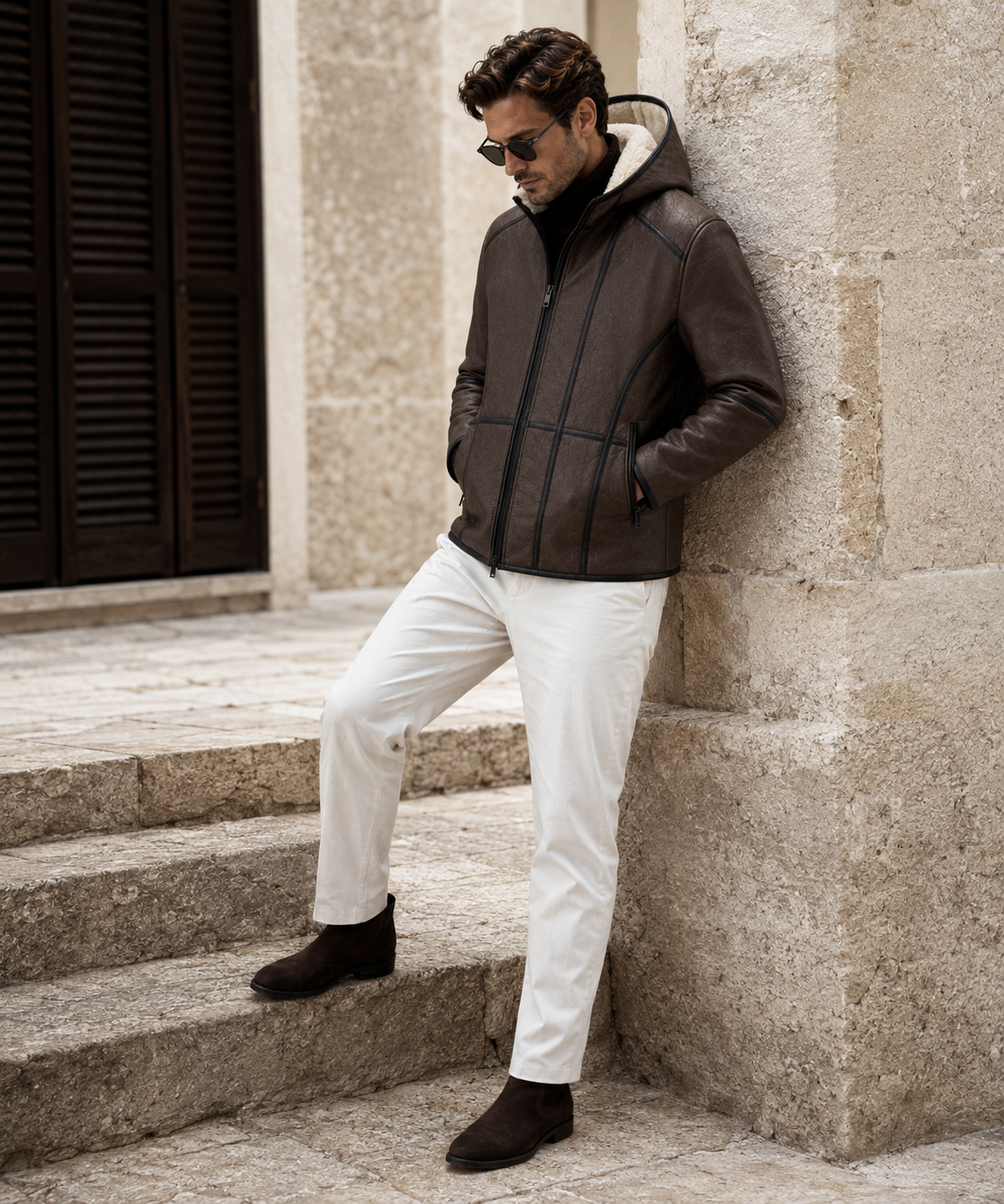 Chet Shearling Jacket - Premium Brown